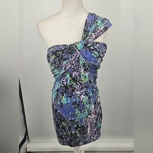 The Limited Multicolor Splash One Shoulder Twist Front Mini Dress XL NWT (6243)